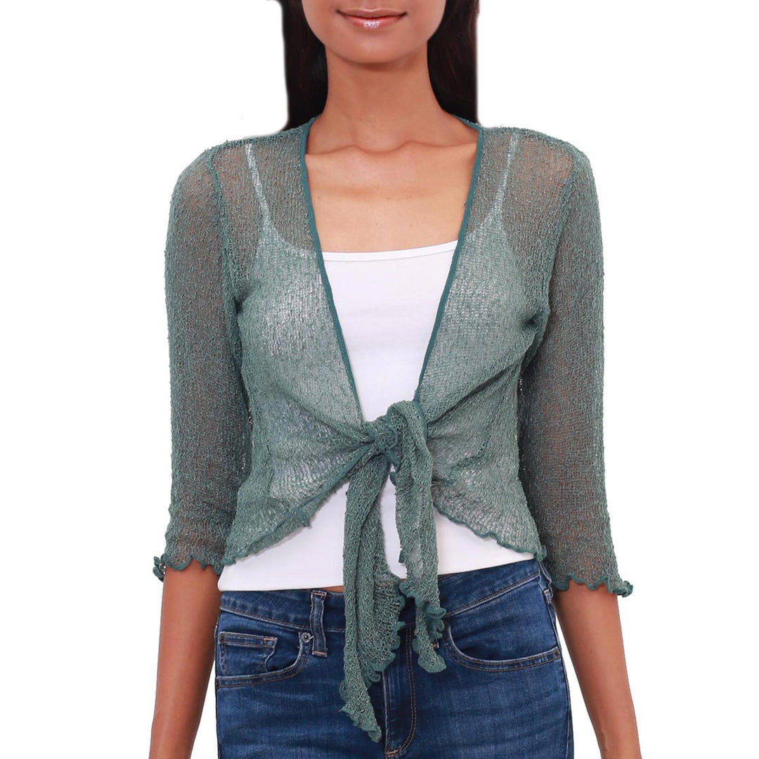 Lightweight Cardigan in Pine Green from Bali - Forest Green Sanur Beach
