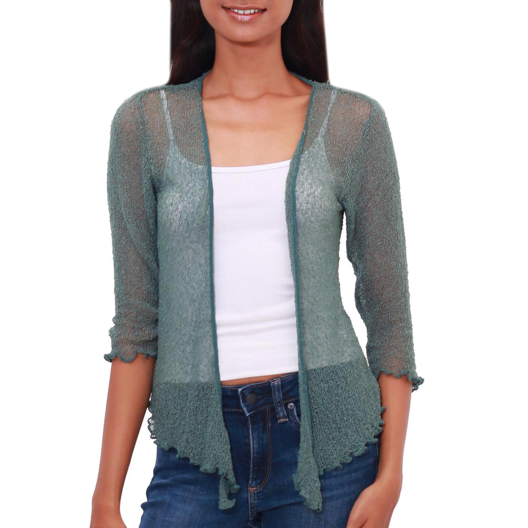 Lightweight Cardigan in Pine Green from Bali - Forest Green Sanur Beach