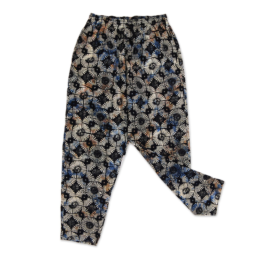 Circular Motif Men's Cotton Lounge Pants from Bali - Dawn Fireworks