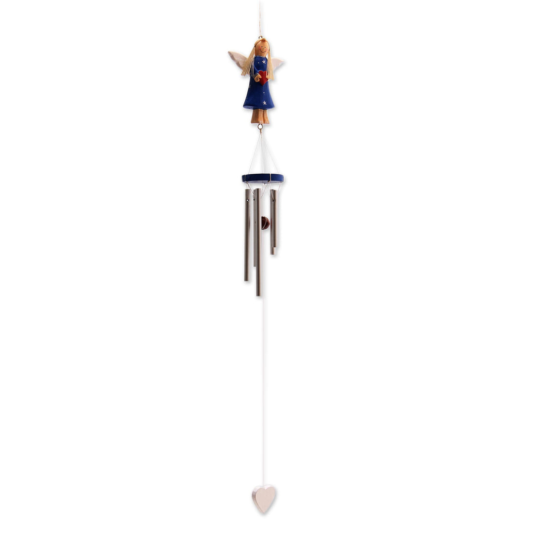 Wood and Aluminum Blue Angel Holiday Decorative Accent - Angel's Love in Blue