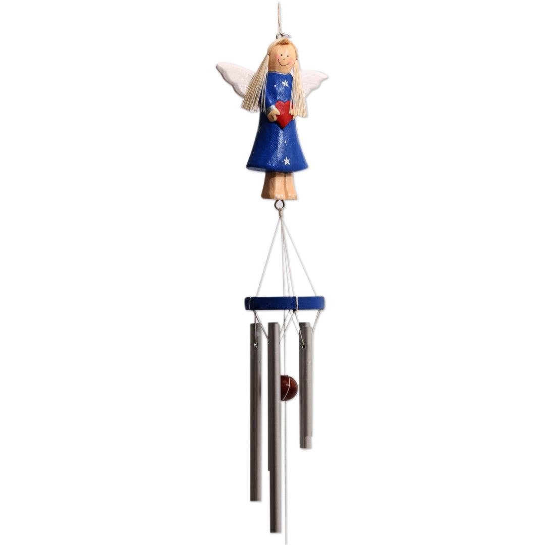 Wood and Aluminum Blue Angel Holiday Decorative Accent - Angel's Love in Blue