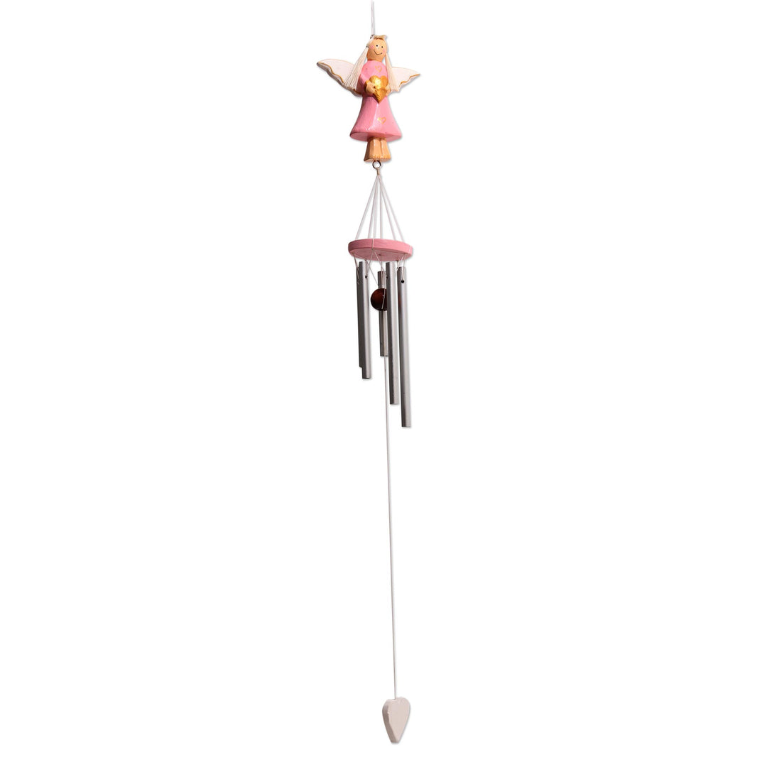 Wood and Aluminum Pink Angel Holiday Decorative Accent - Angel's Love in Pink