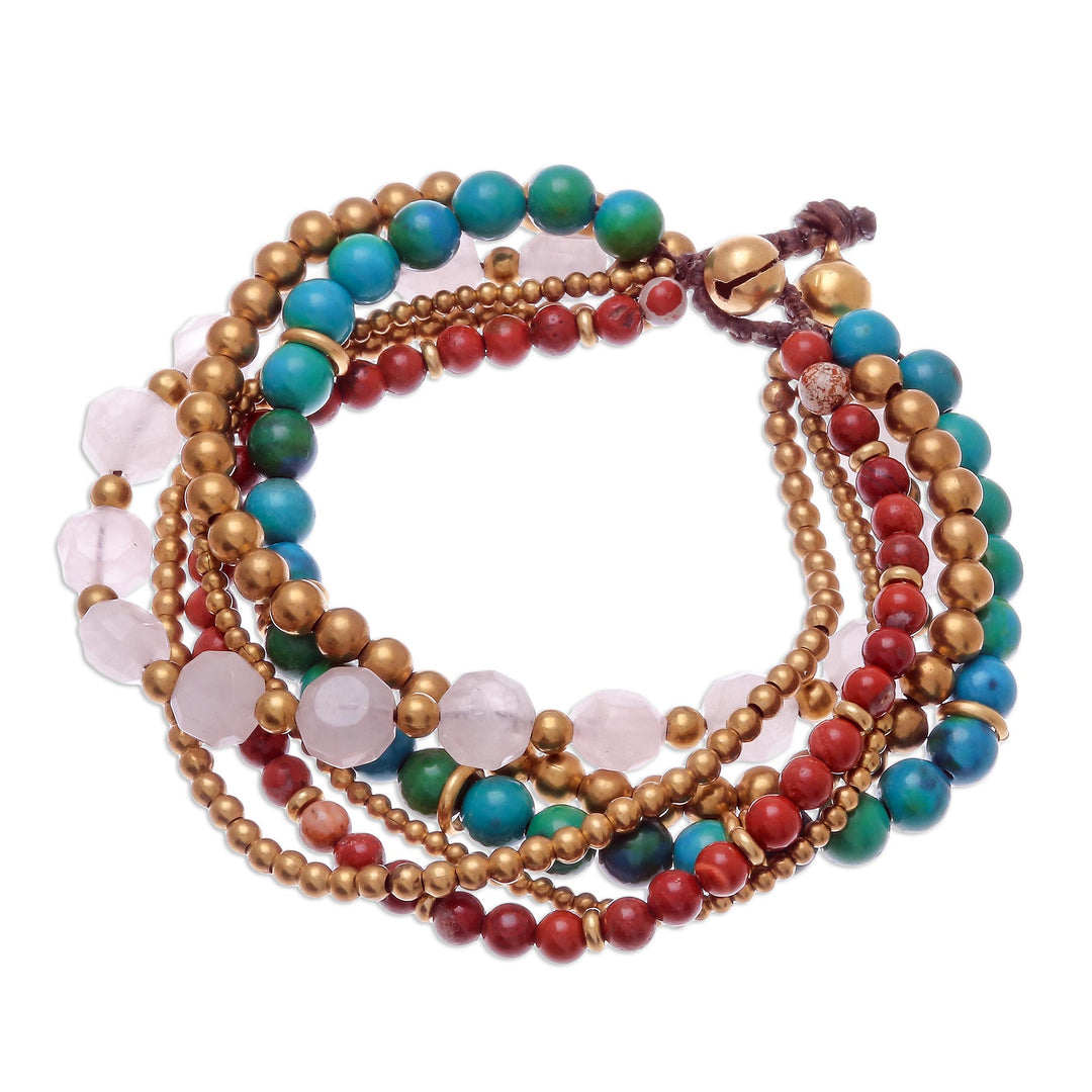 Multi-Gem Beaded Torsade Bracelet Crafted in Thailand - Thai Mood
