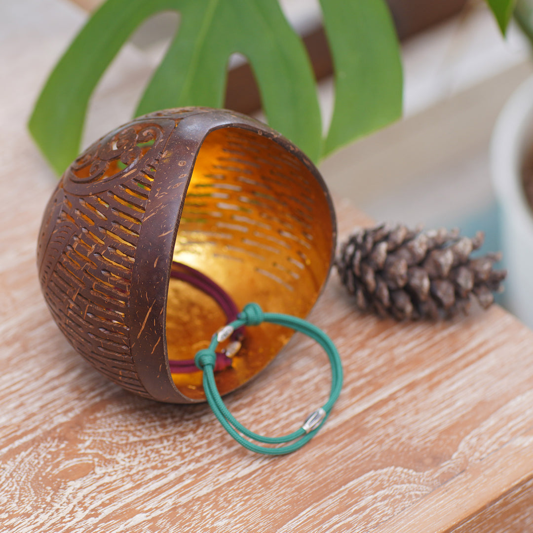 Openwork Pattern Coconut Shell Catchall from Bali - Golden Palace