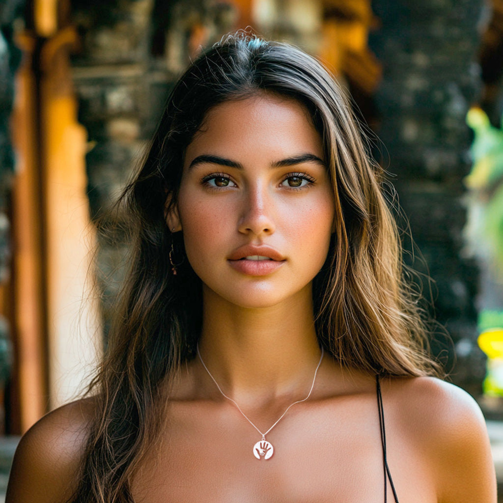 Hand Motif Inspirational Sterling Silver Pendant Necklace - Generations