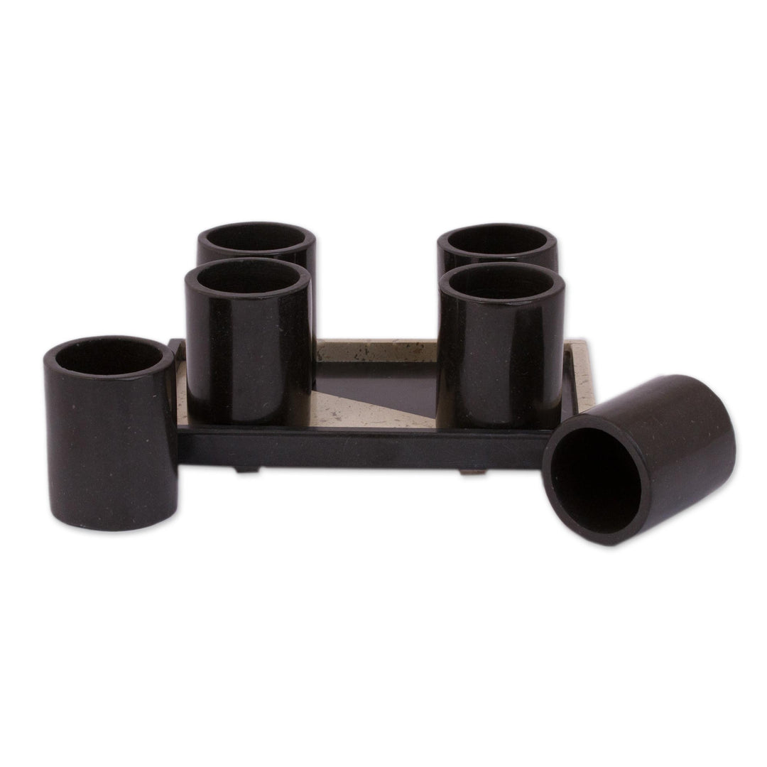 Black Marble Tequila Glasses from Mexico (Set of 6) - Fascinating Modernity
