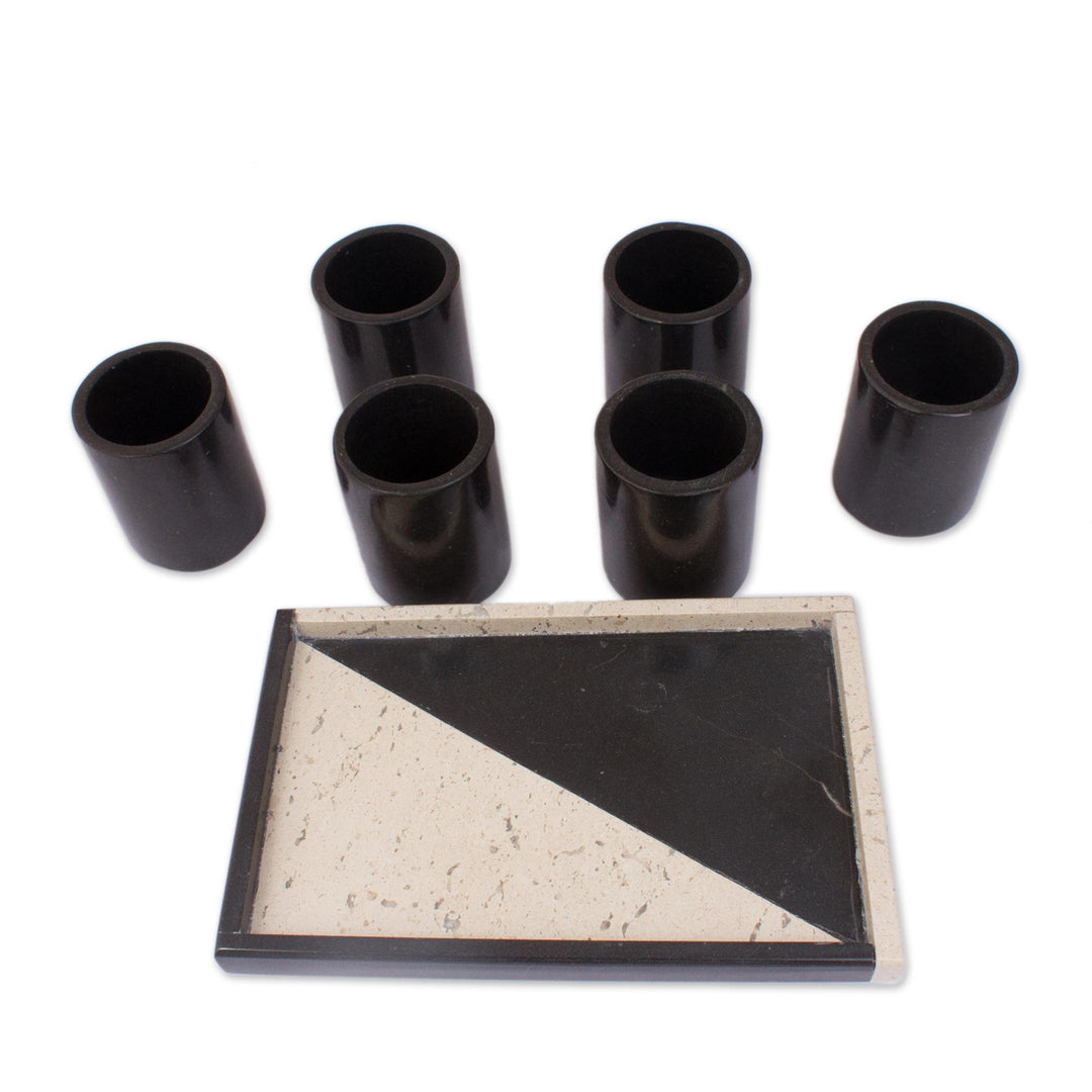 Black Marble Tequila Glasses from Mexico (Set of 6) - Fascinating Modernity
