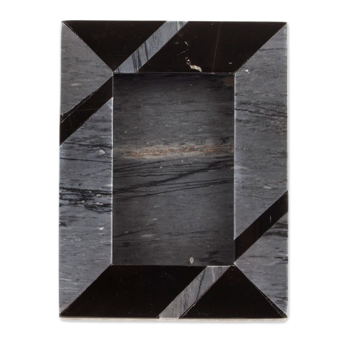 Modern Grey Marble Photo Frame from Mexico (4x6) - Modern Lines in Grey