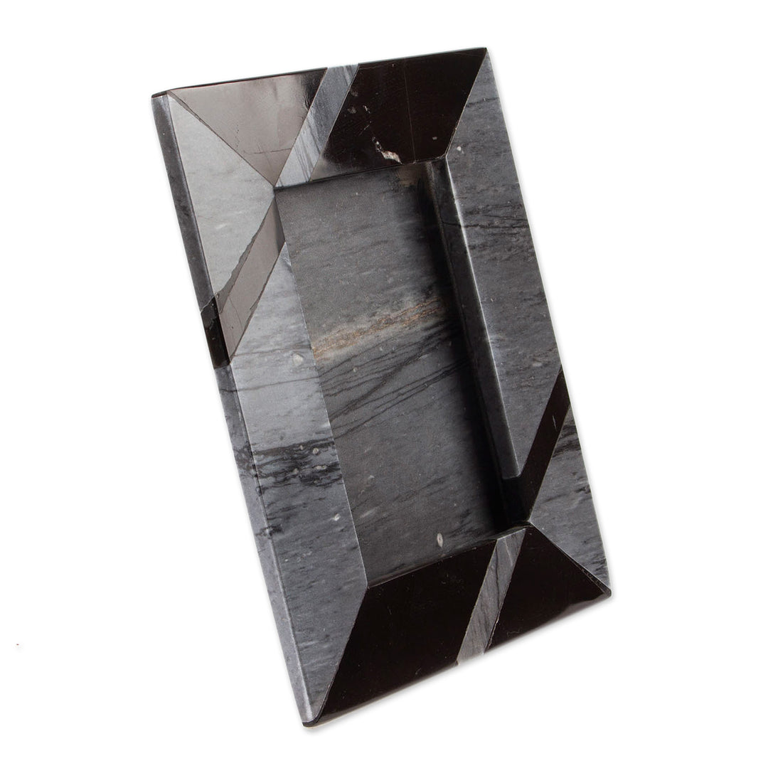 Modern Grey Marble Photo Frame from Mexico (4x6) - Modern Lines in Grey