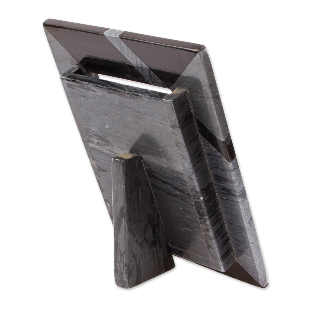 Modern Grey Marble Photo Frame from Mexico (4x6) - Modern Lines in Grey