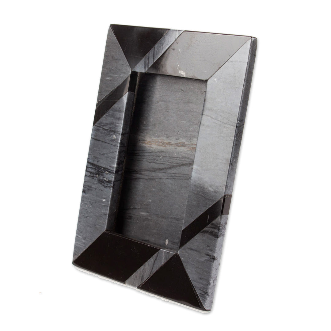 Modern Grey Marble Photo Frame from Mexico (4x6) - Modern Lines in Grey