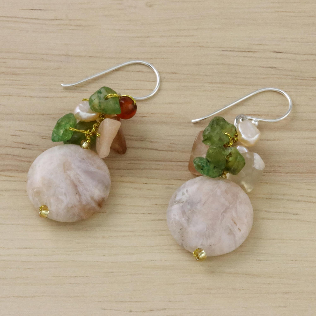 Multi-Gemstone Beaded Cluster Earrings from Thailand - Thai Joy