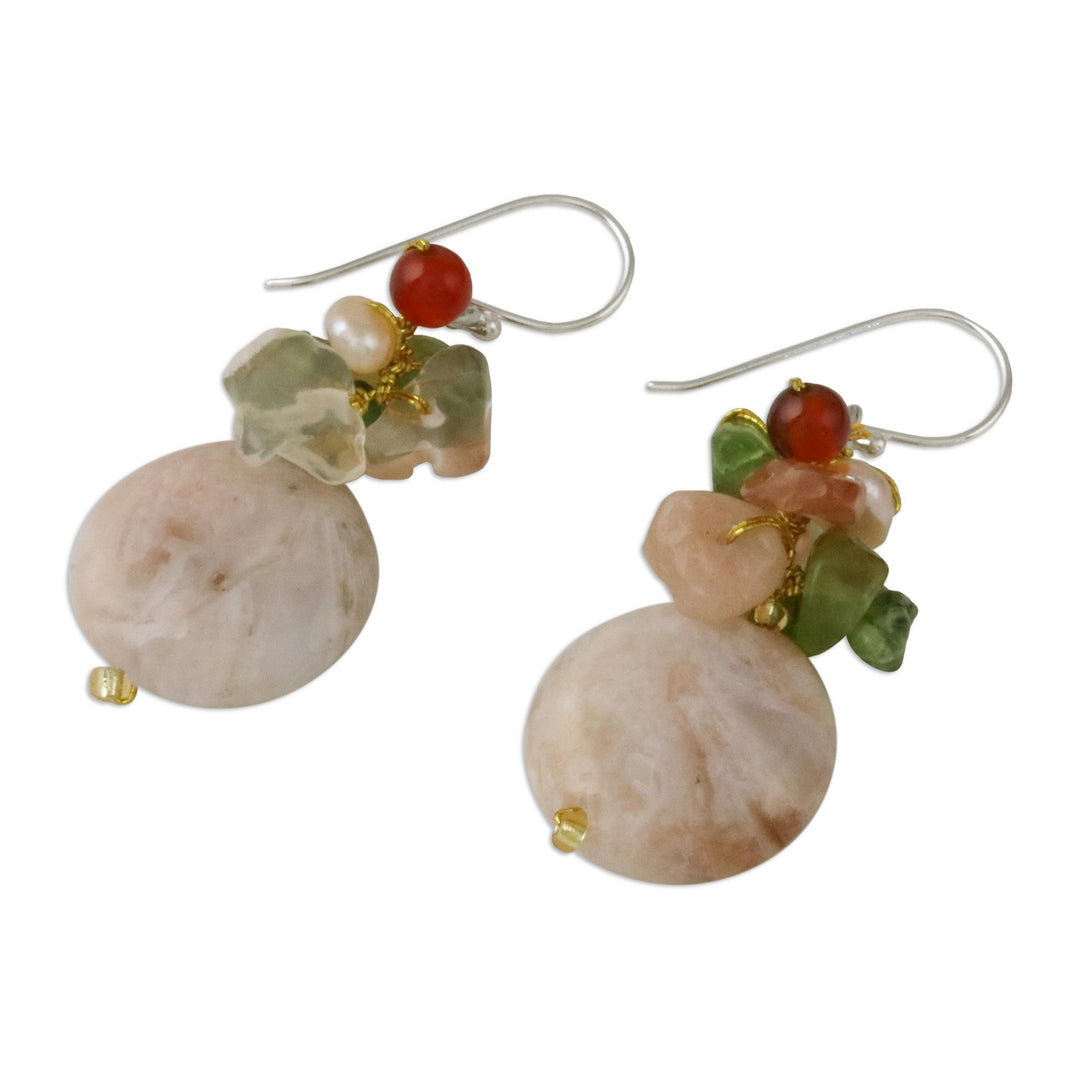 Multi-Gemstone Beaded Cluster Earrings from Thailand - Thai Joy