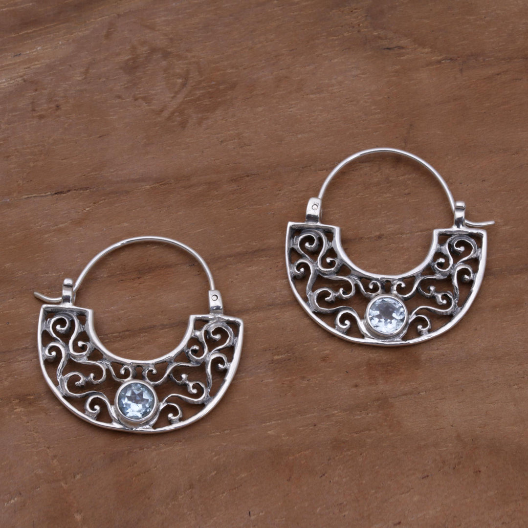 Handcrafted Sterling Silver and Blue Topaz Earrings - Blue Jasmine