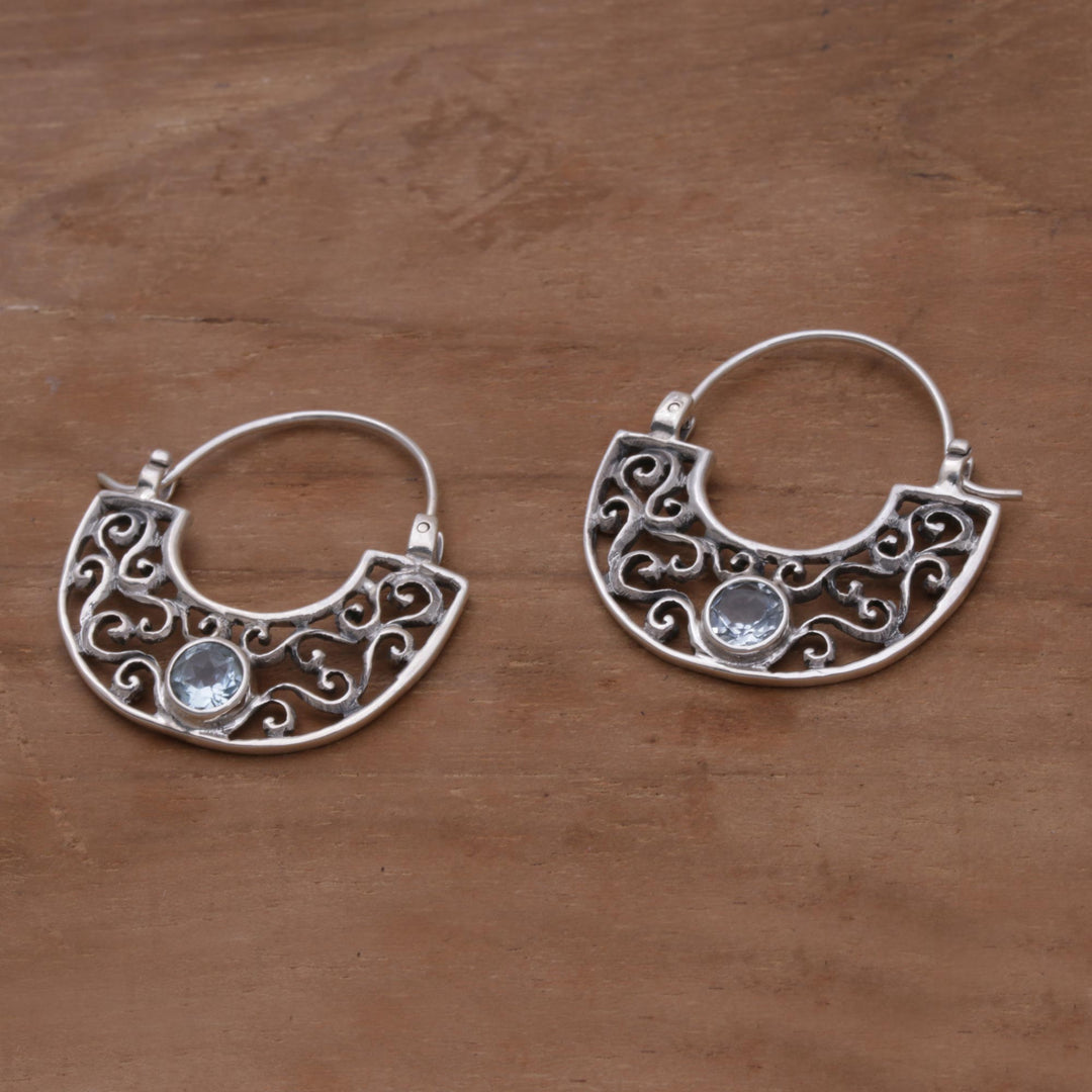 Handcrafted Sterling Silver and Blue Topaz Earrings - Blue Jasmine