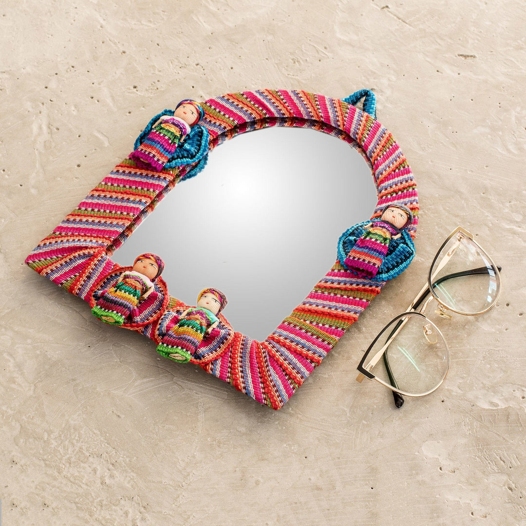 Arch-Shaped Cotton Wall Mirror with Worry Dolls - Quitapenas Arch