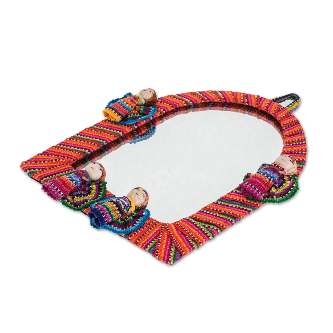 Arch-Shaped Cotton Wall Mirror with Worry Dolls - Quitapenas Arch