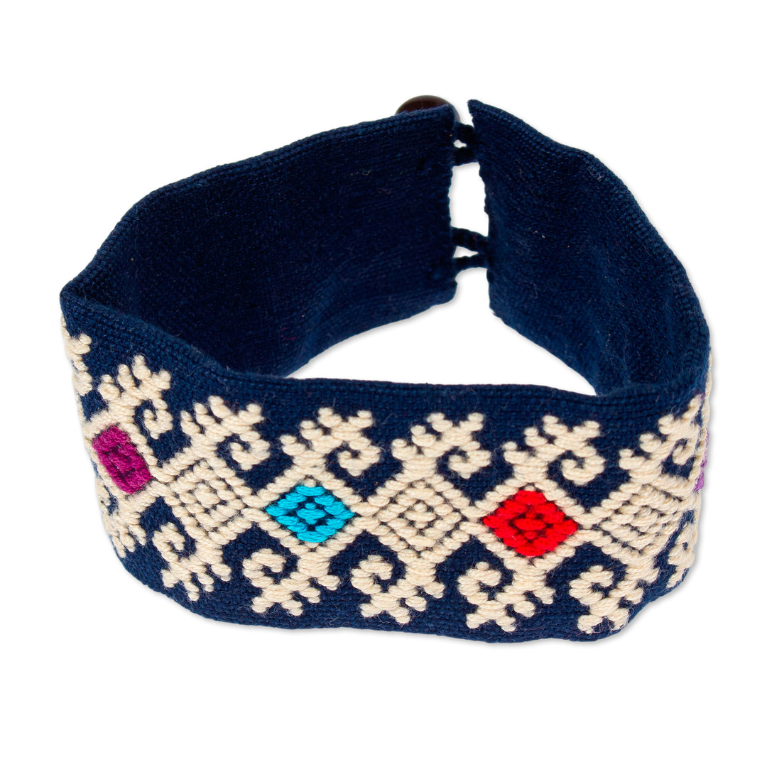 Handwoven Geometric Cotton Wristband Bracelet from Mexico - Geometric Days