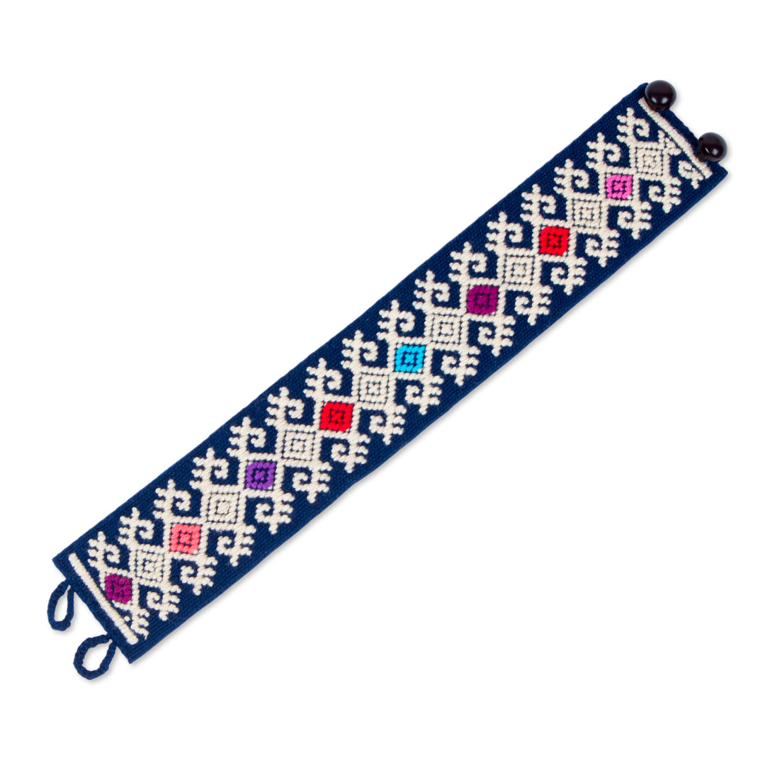 Handwoven Geometric Cotton Wristband Bracelet from Mexico - Geometric Days