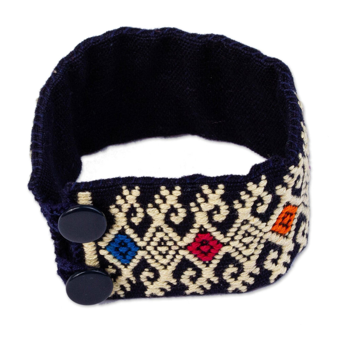 Ochre Geometric Cotton Wristband Bracelet from Mexico - Geometric Days