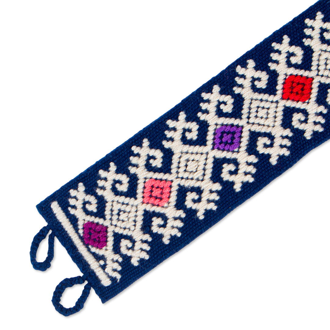 Handwoven Geometric Cotton Wristband Bracelet from Mexico - Geometric Days