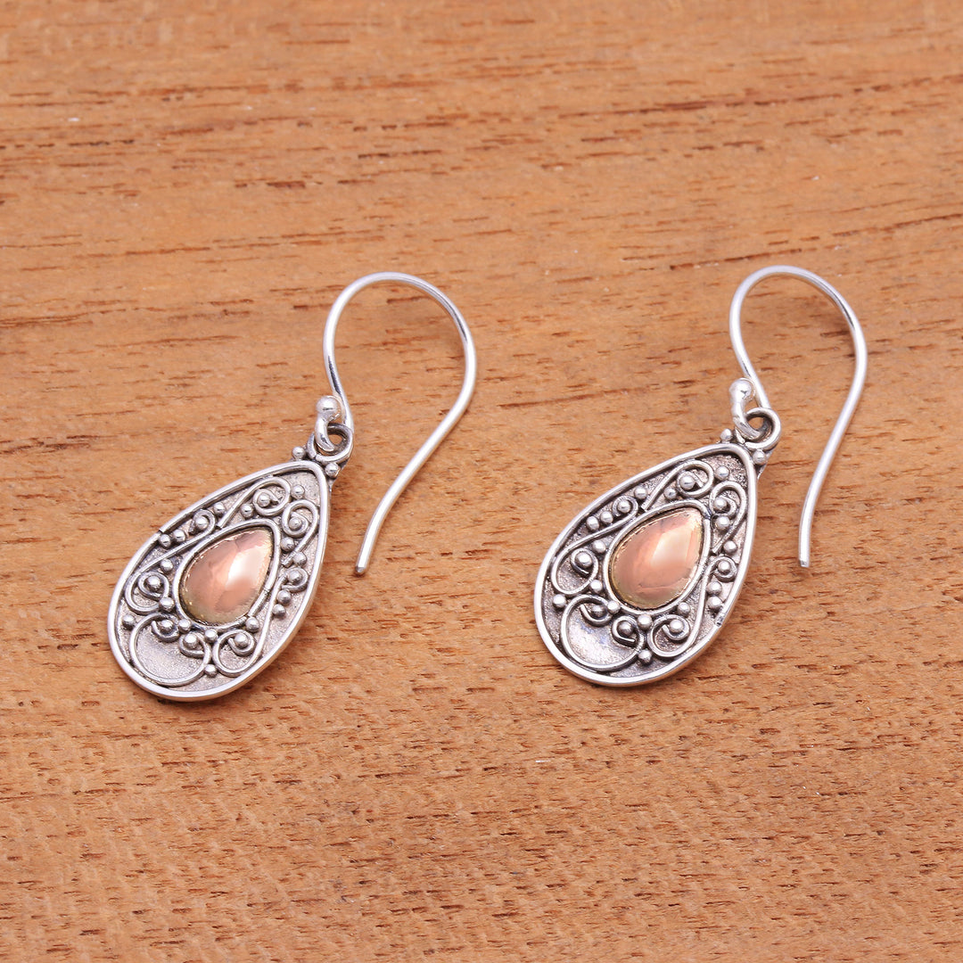 Handmade Gold-Accented Sterling Silver Dangle Earrings - Teardrops of Beauty
