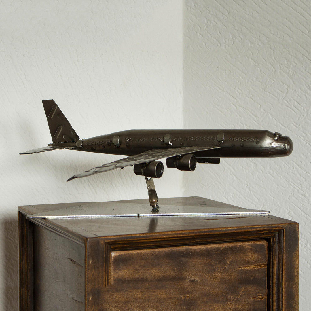 Recycled Metal Auto Part Jet Sculpture from Mexico - Airline