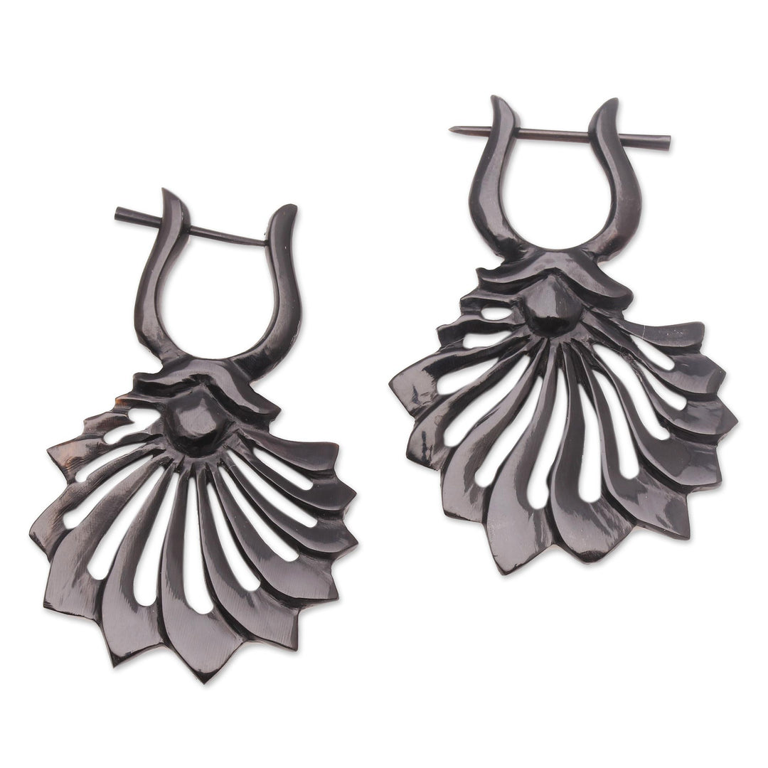 Flower-Shaped Horn Drop Earrings from Bali - Open Petals