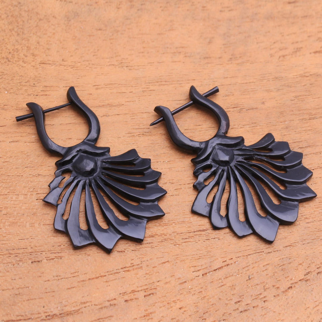 Flower-Shaped Horn Drop Earrings from Bali - Open Petals