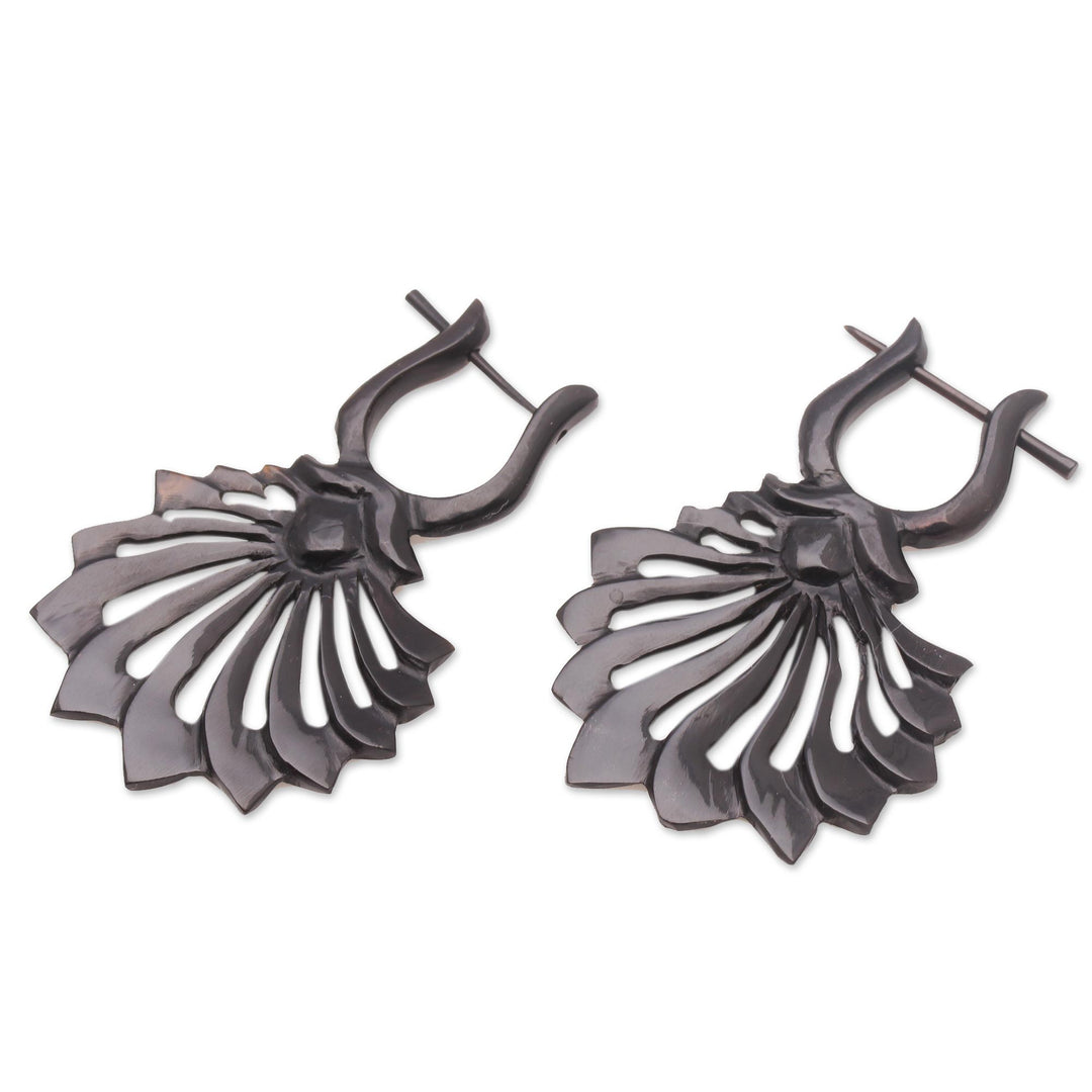 Flower-Shaped Horn Drop Earrings from Bali - Open Petals