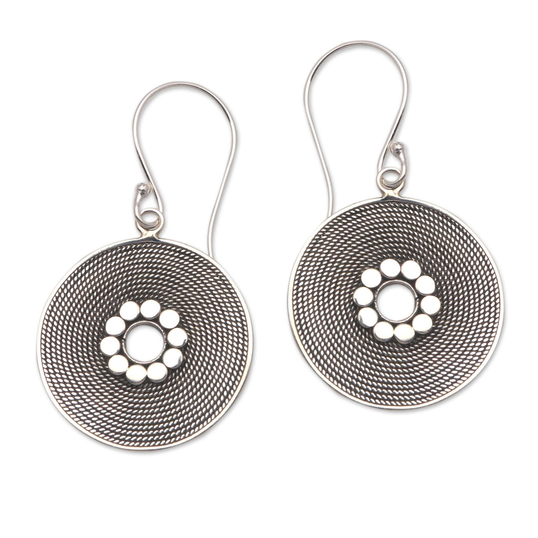 Circular Rope Pattern Sterling Silver Dangle Earrings - Mesmerizing Rope
