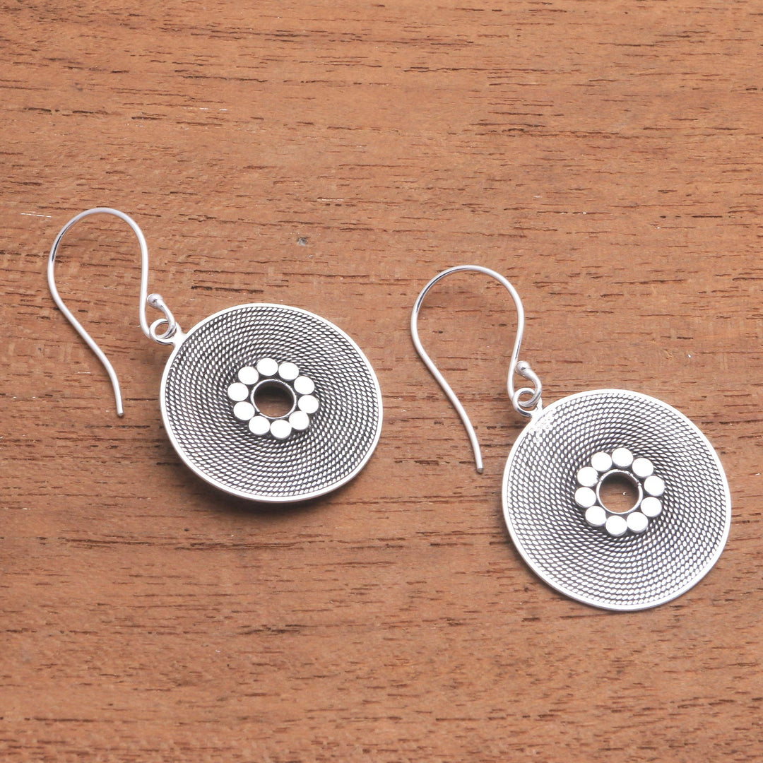 Circular Rope Pattern Sterling Silver Dangle Earrings - Mesmerizing Rope