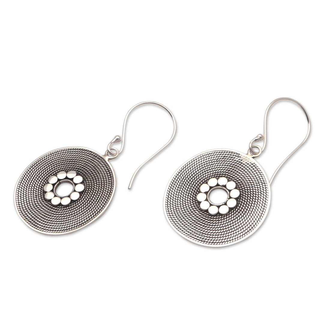 Circular Rope Pattern Sterling Silver Dangle Earrings - Mesmerizing Rope
