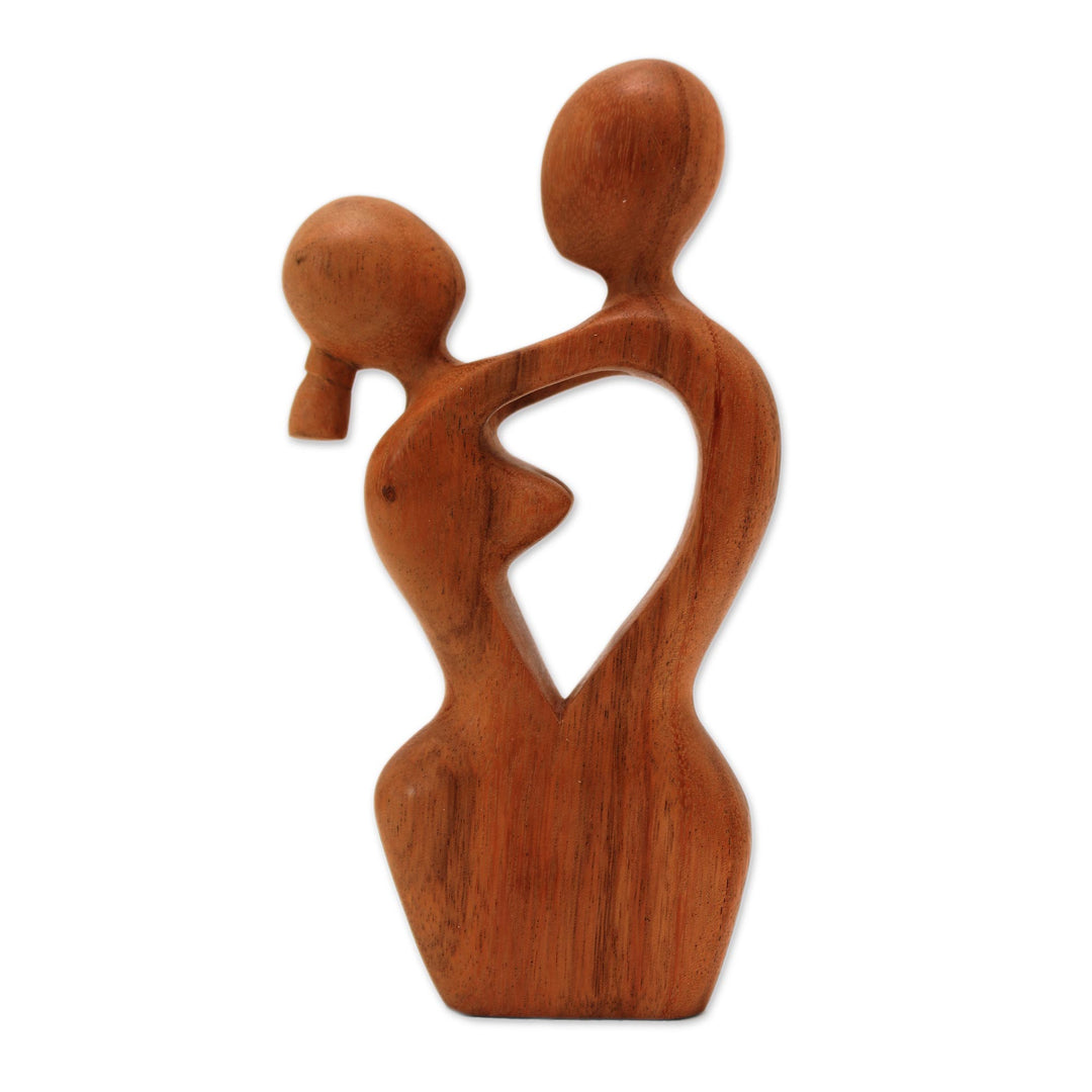 Hand-Carved Romantic Suar Wood Sculpture from Bali - Romance Dance