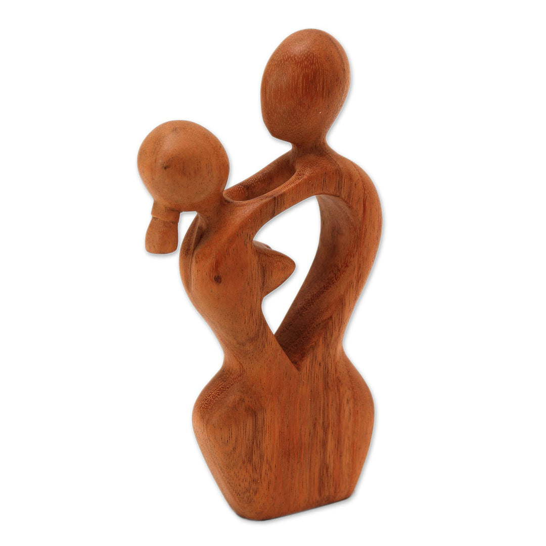 Hand-Carved Romantic Suar Wood Sculpture from Bali - Romance Dance