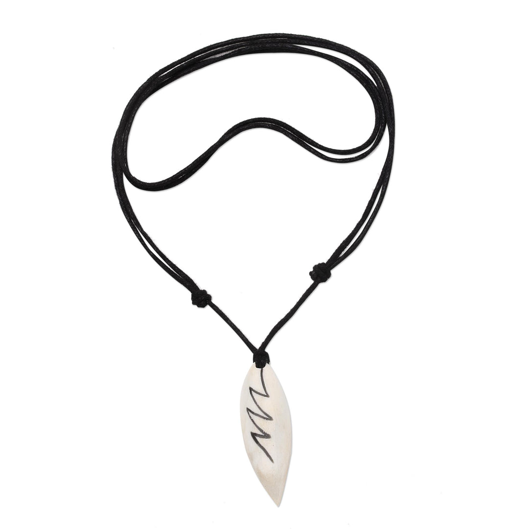 Lightning Bolt Bone and Resin Pendant Necklace from Bali - Beautiful Lightning