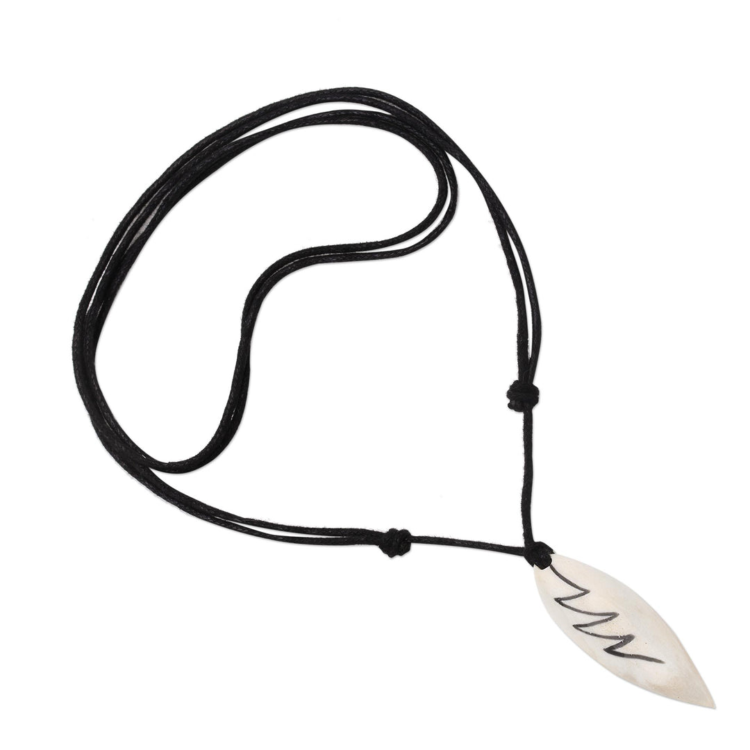 Lightning Bolt Bone and Resin Pendant Necklace from Bali - Beautiful Lightning