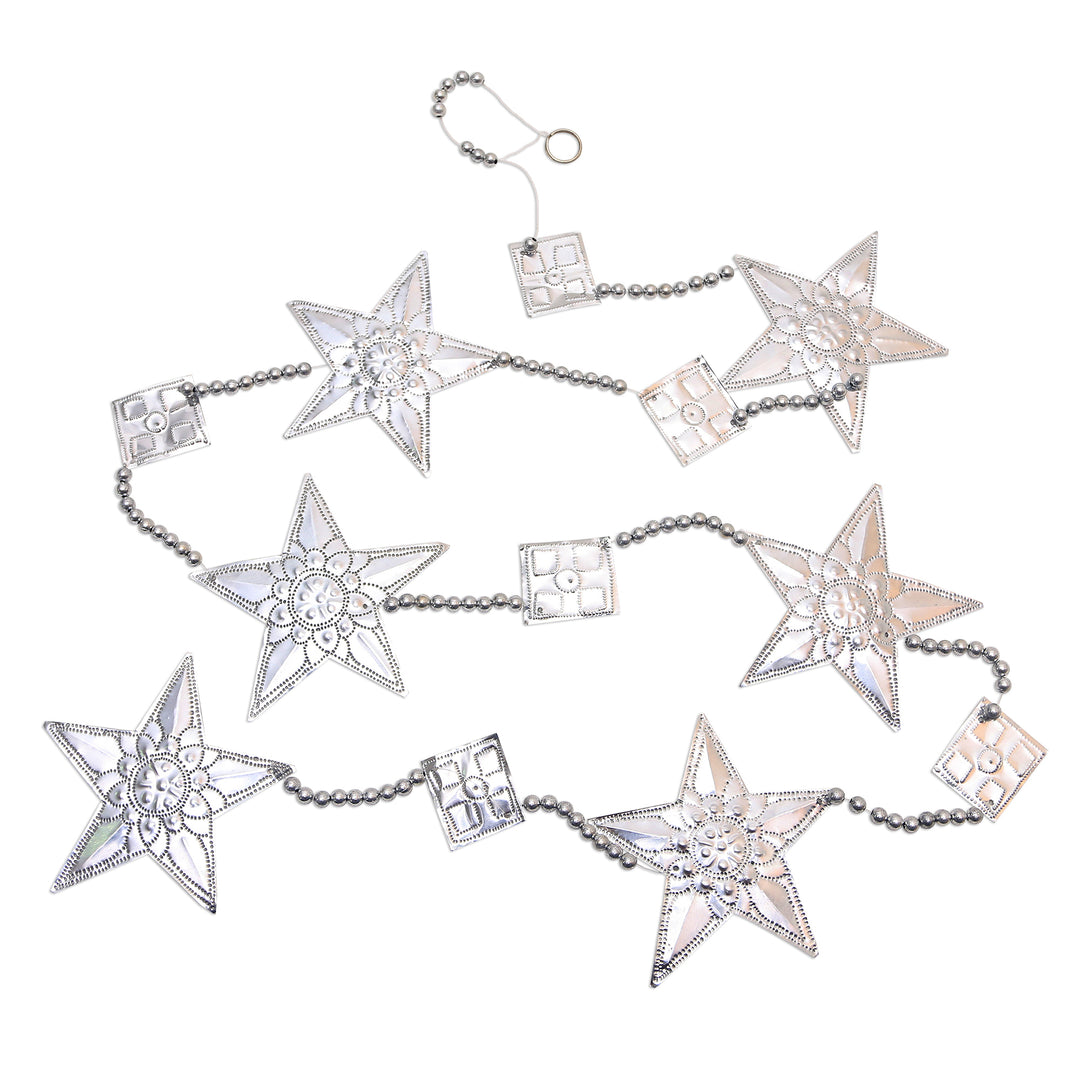 3 Star-Shaped Aluminum Ornament Garlands from Bali - Shining Stars