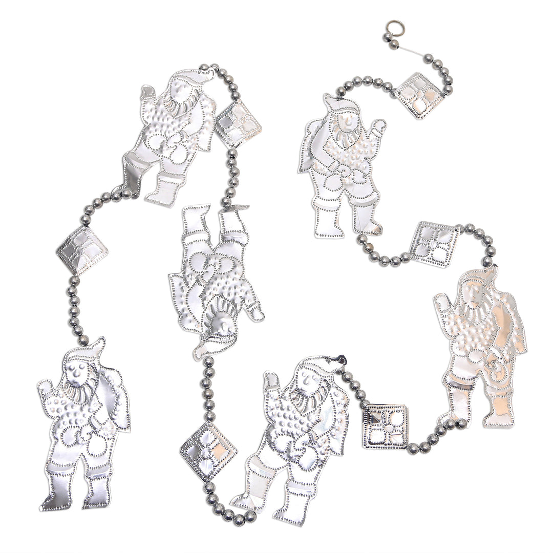 Handmade Aluminum Santa Ornament Garlands (Set of 3) - Jolly Santa