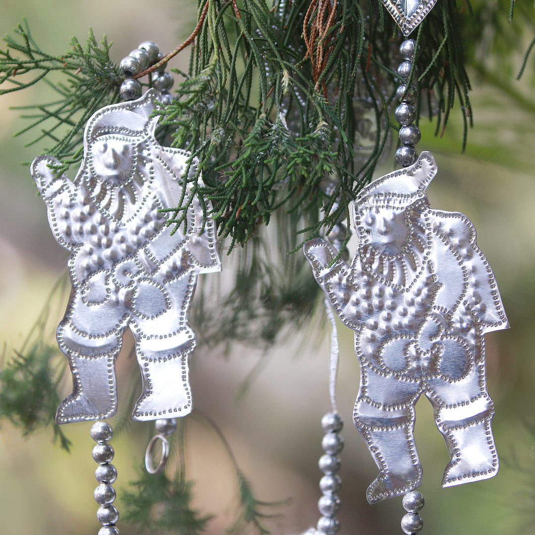 Handmade Aluminum Santa Ornament Garlands (Set of 3) - Jolly Santa