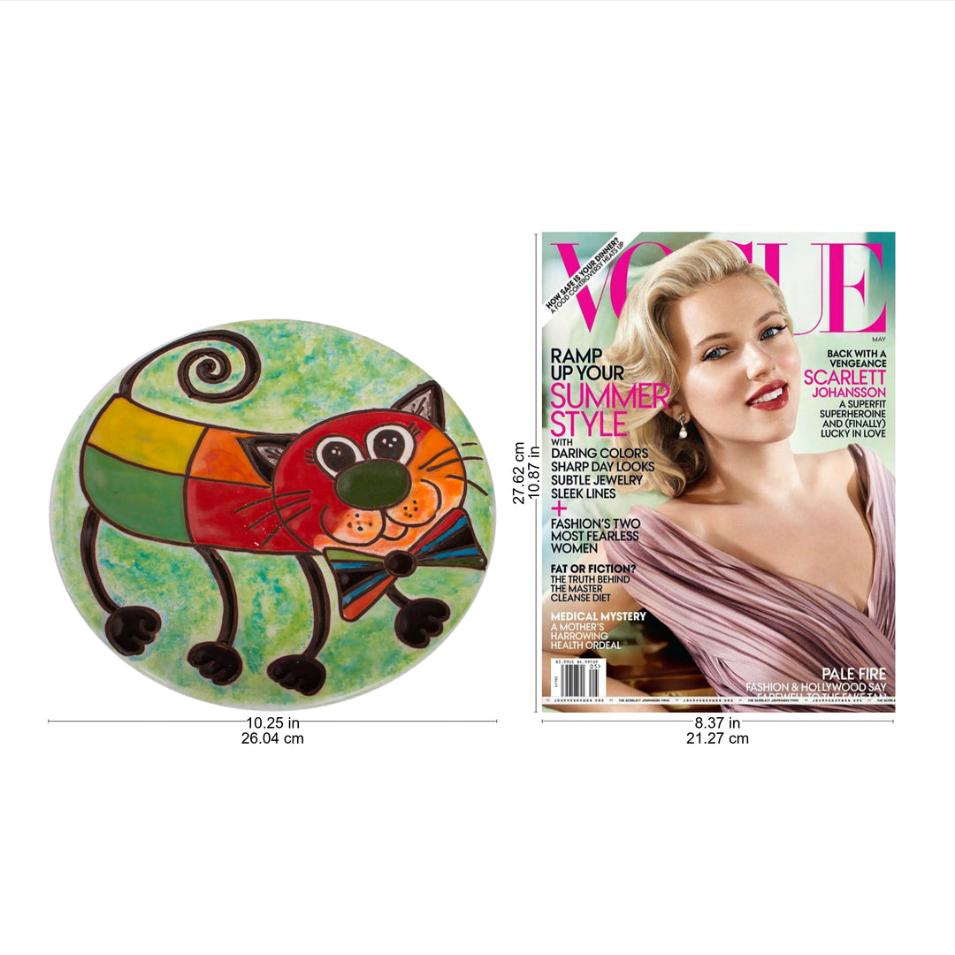 Whimsical Cat-Themed Ceramic Wall Art from Mexico - Bow Tie Cat