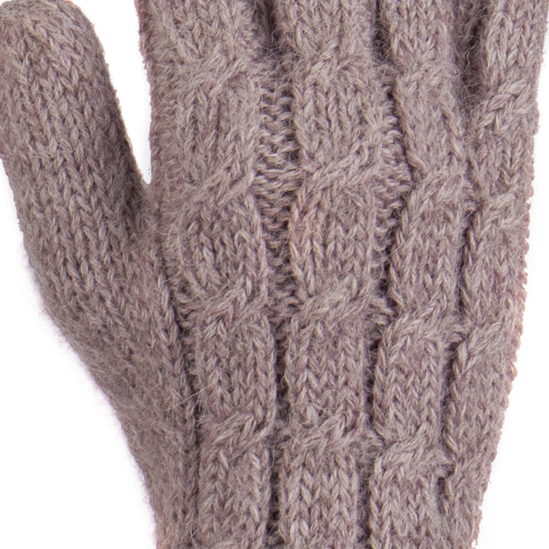Cable Knit 100% Alpaca Gloves in Light Mauve from Peru - Pretty in Pink Gloves