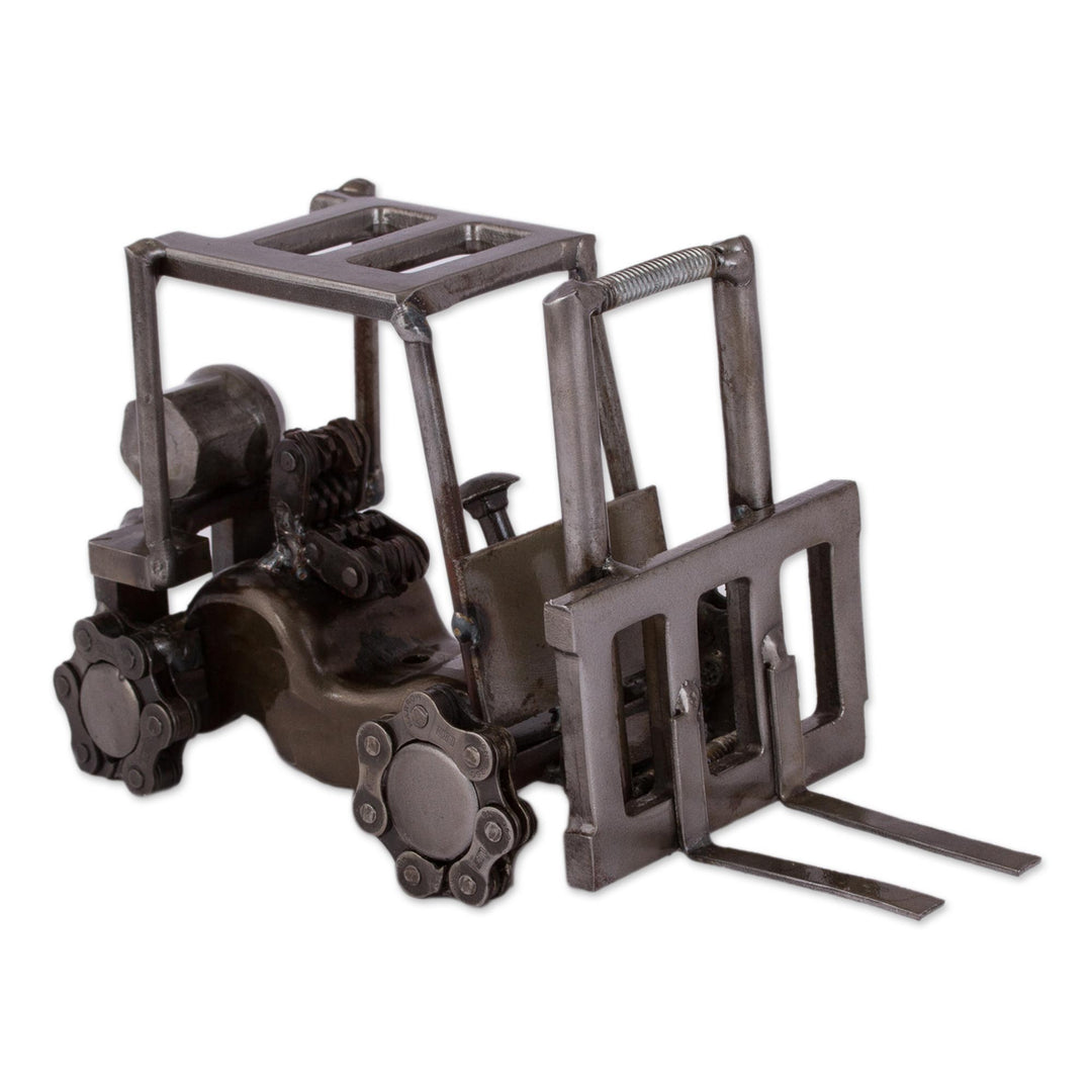 Upcycled Metal Auto Part Mini Forklift Sculpture from Mexico - Mini Forklift
