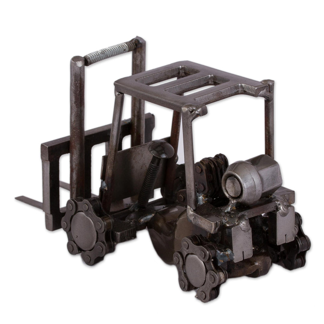 Upcycled Metal Auto Part Mini Forklift Sculpture from Mexico - Mini Forklift