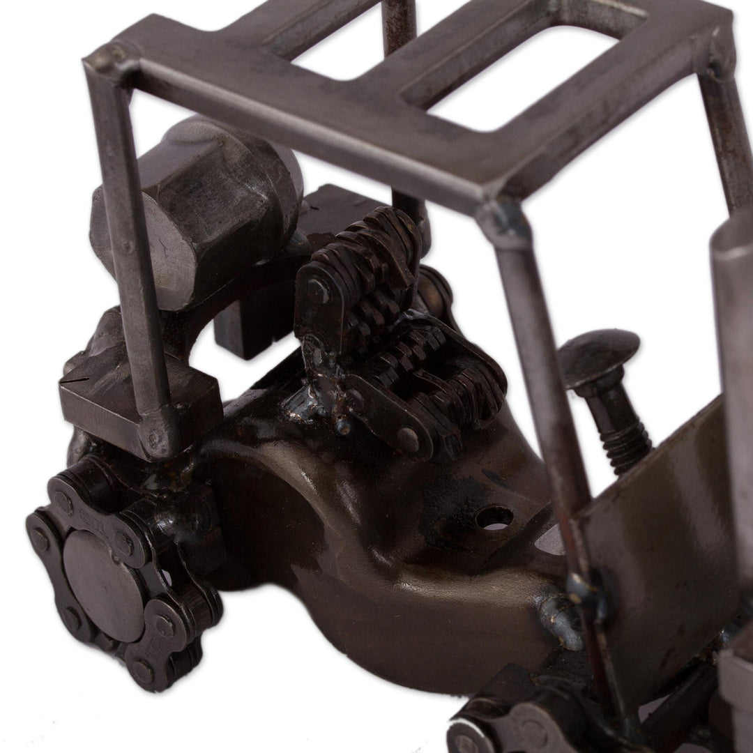 Upcycled Metal Auto Part Mini Forklift Sculpture from Mexico - Mini Forklift