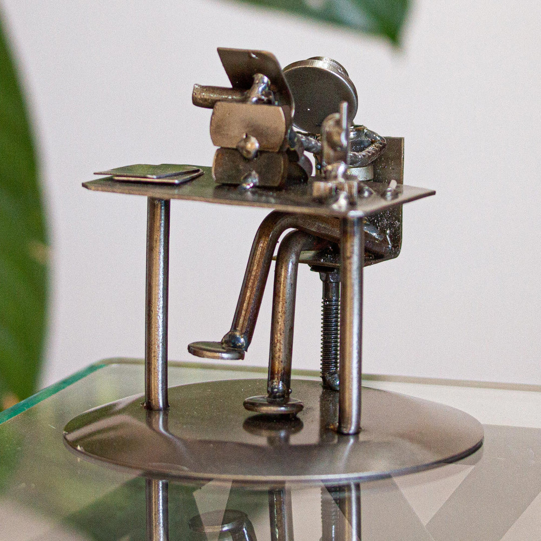 Recycled Metal Auto Part Secretary Sculpture from Mexico - Secretary