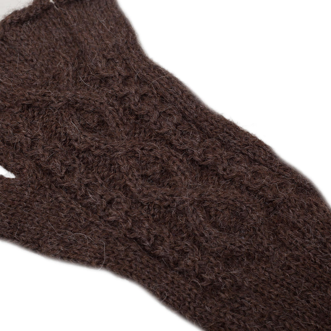 Hand-Knit 100% Alpaca Fingerless Gloves in Mahogany - Warm Mahogany