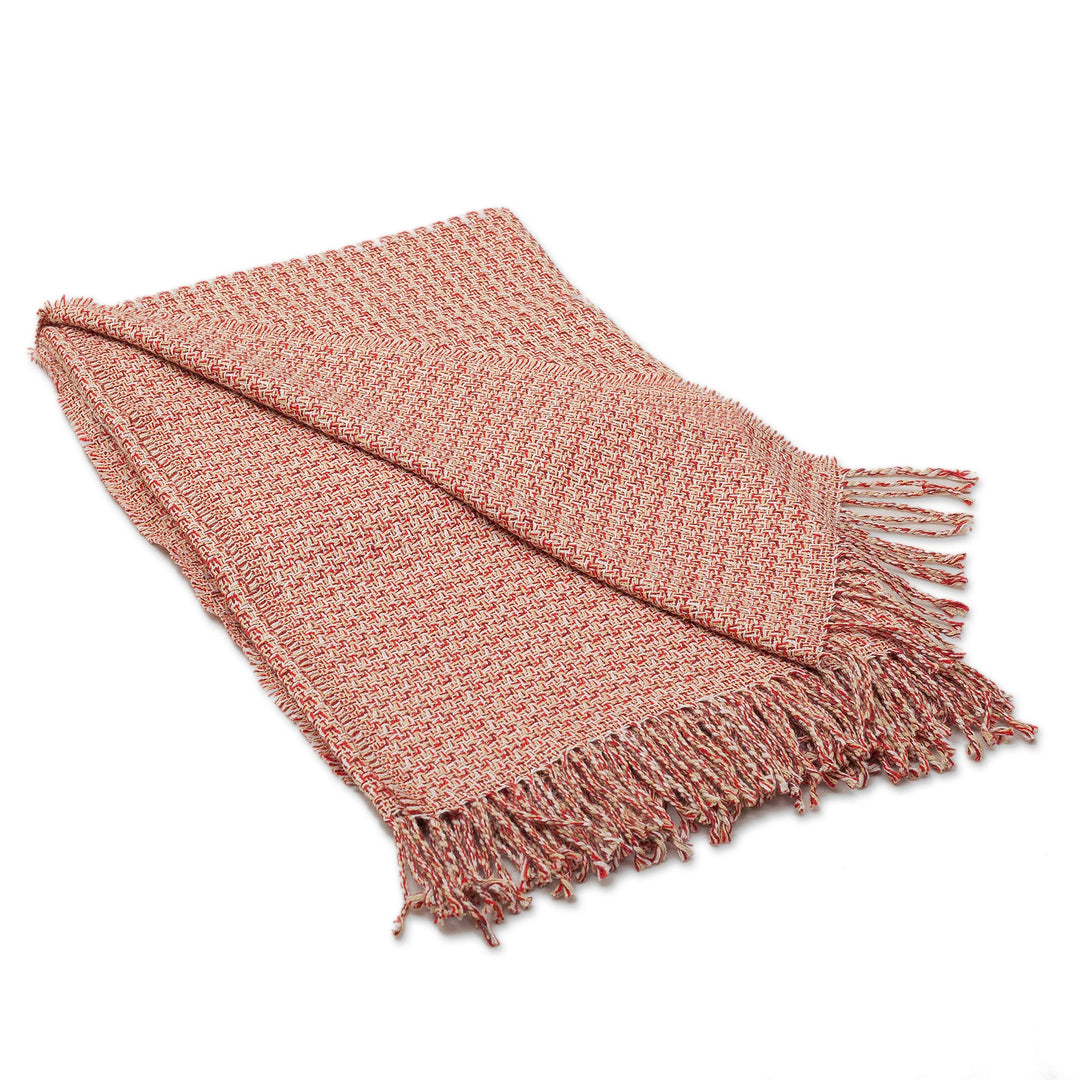 Warm Alpaca Blend Throw Crafted in Peru - Cozy Combination in Flame