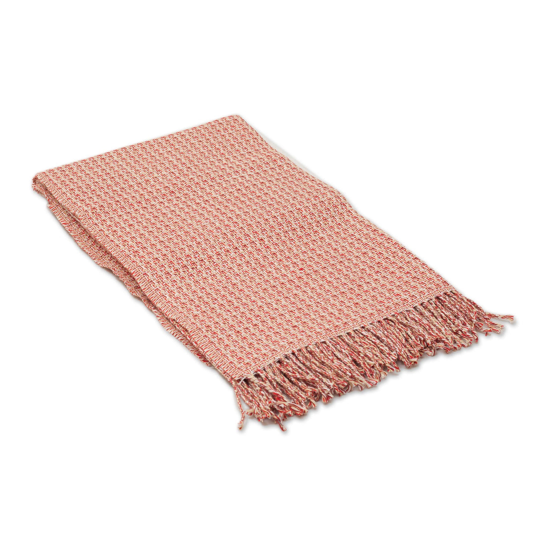 Warm Alpaca Blend Throw Crafted in Peru - Cozy Combination in Flame