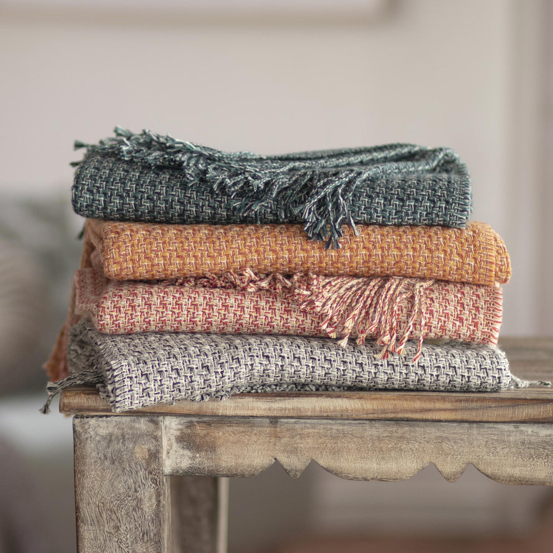 Warm Alpaca Blend Throw Crafted in Peru - Cozy Combination in Flame